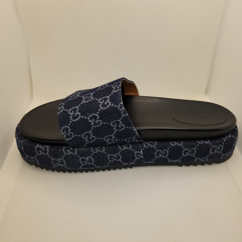 Gucci Women's Angelina Platform Slude Sandals GG Denim Size 42/10.5 US - Picture 3 of 15